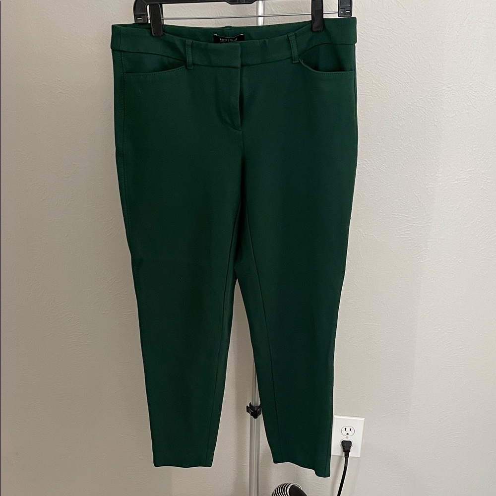White House Black Market Dark Green Cropped Pants